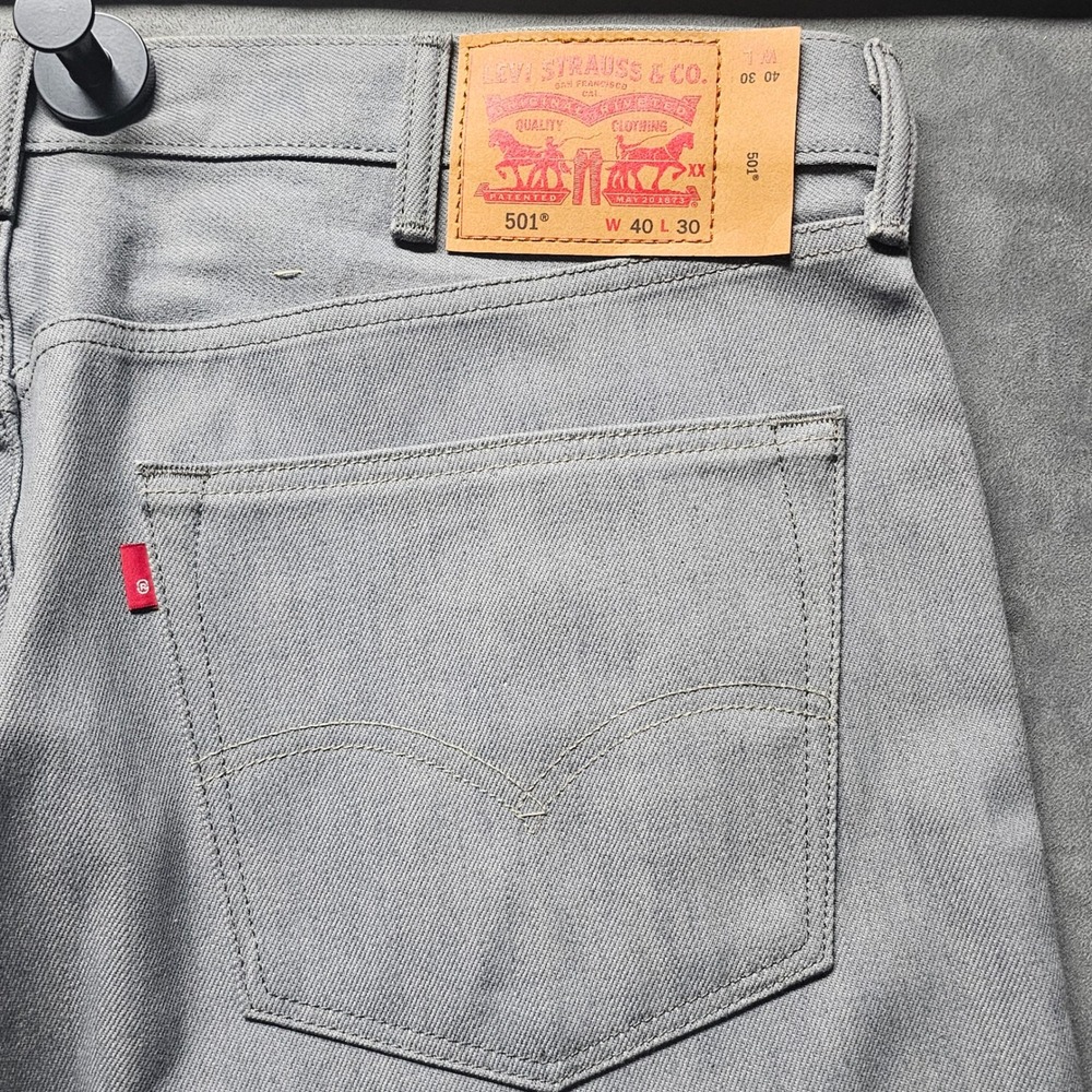Levis 501 Original Fit Mens Grey Straight Leg Button Fly Denim Jeans W40 L30 NWT